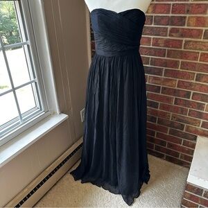 J. Crew Elegant Black Crepe Silk Strapless Dress Corset Bodice Dark Feminine